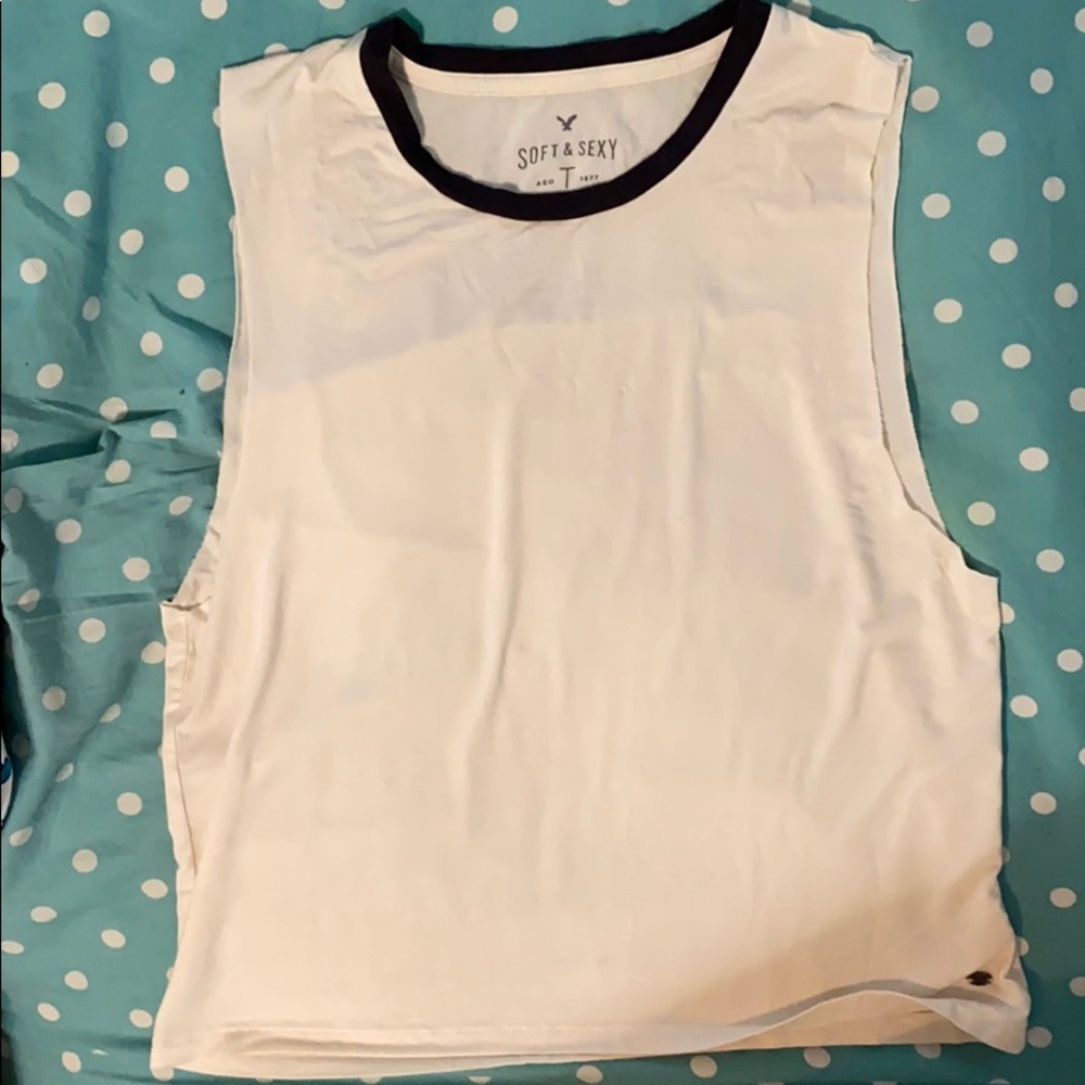 Off white cropped muscle tee